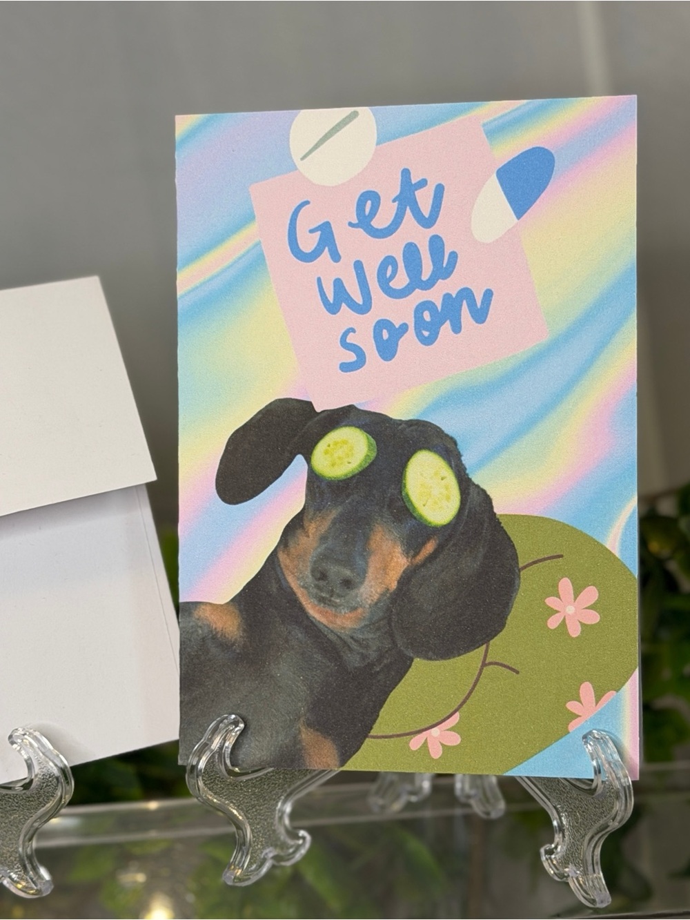 Cute Dachshund Get Well Soon Greeting Cards Set of 5 | 4x6 Blank Inside